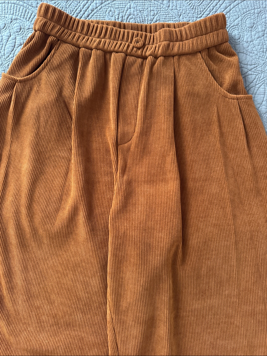 Wide-Leg Corduroy Pants In Burnt Orange — image 2 of 7